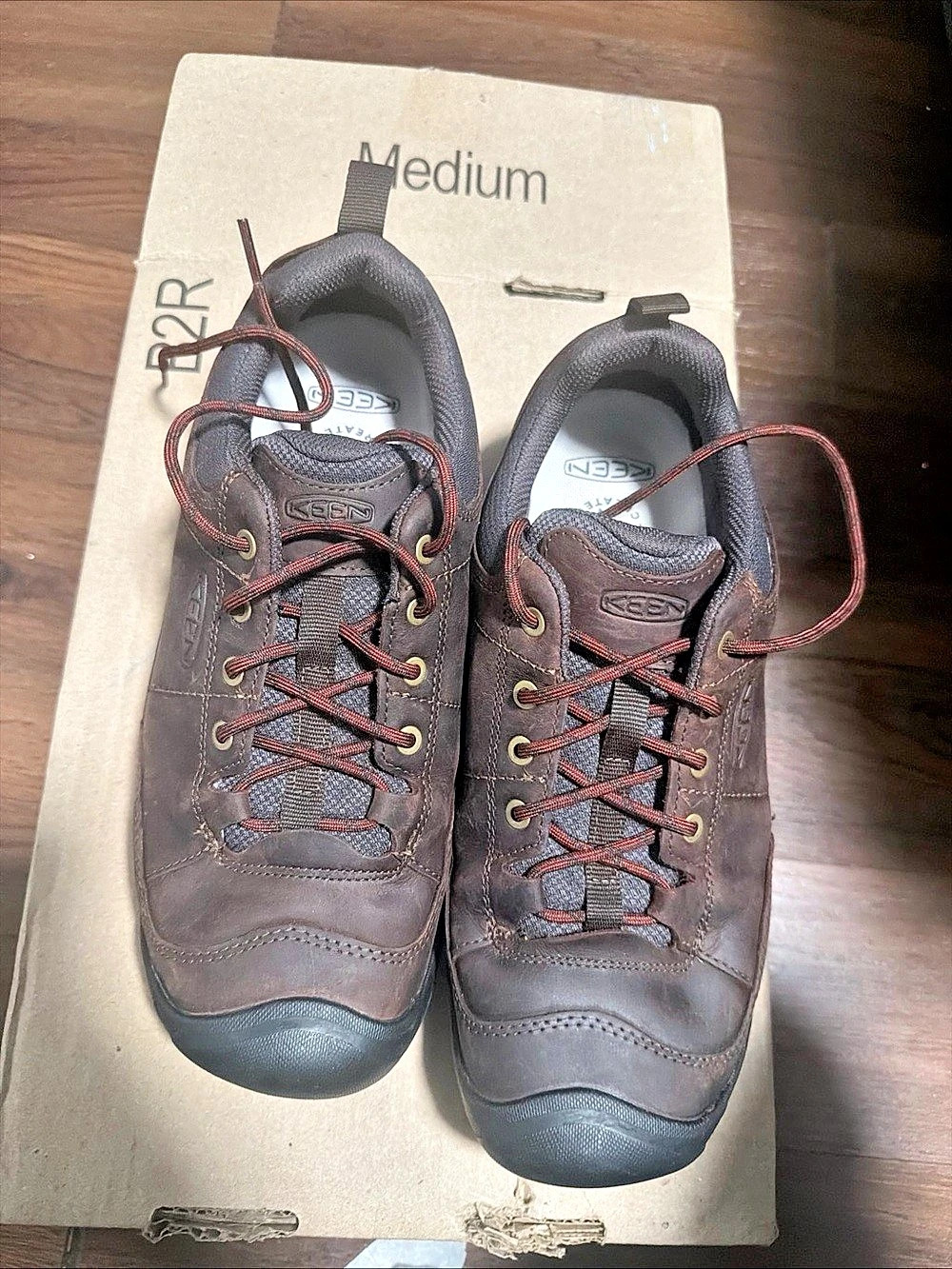 KEEN Utility Mens Brown Leather Work Shoes Hiking Outdoor Sz